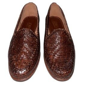 EUC Vintage Joan & David Made in Italy Luxury Brown Woven Leather Loafers 38 8